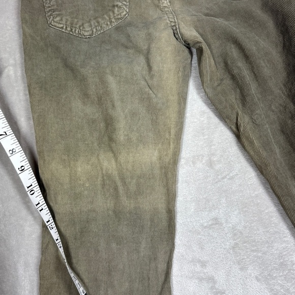 AMO Babe Corduroy Green Grey Raw Hem Button Fly Cropped Ankle Pants Size 27 - Picture 12 of 16